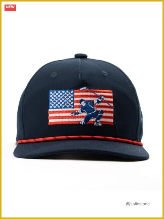 Six-Panel Structured Rope Hockey Hat with Embroidered Design - Adjustable Snap main image 5